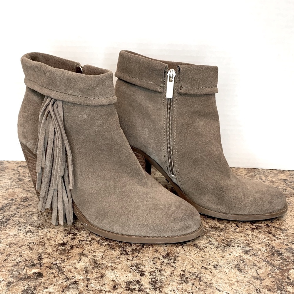 Jessica Simpson Callaghan Tan Boho Fringe Ankle Bootie Size 9 1/2